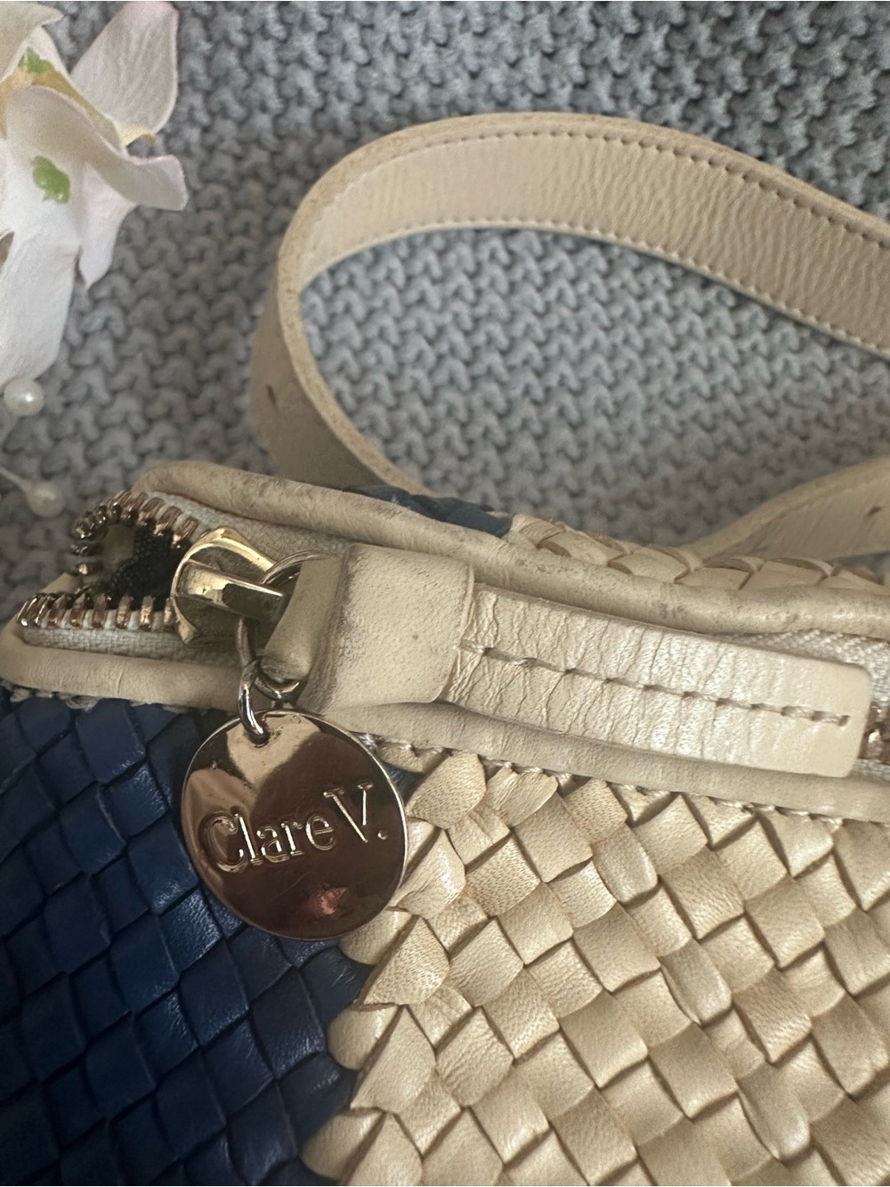 CLARE V. Woven Leather Striped Fanny Pack - Picture 7 of 12
